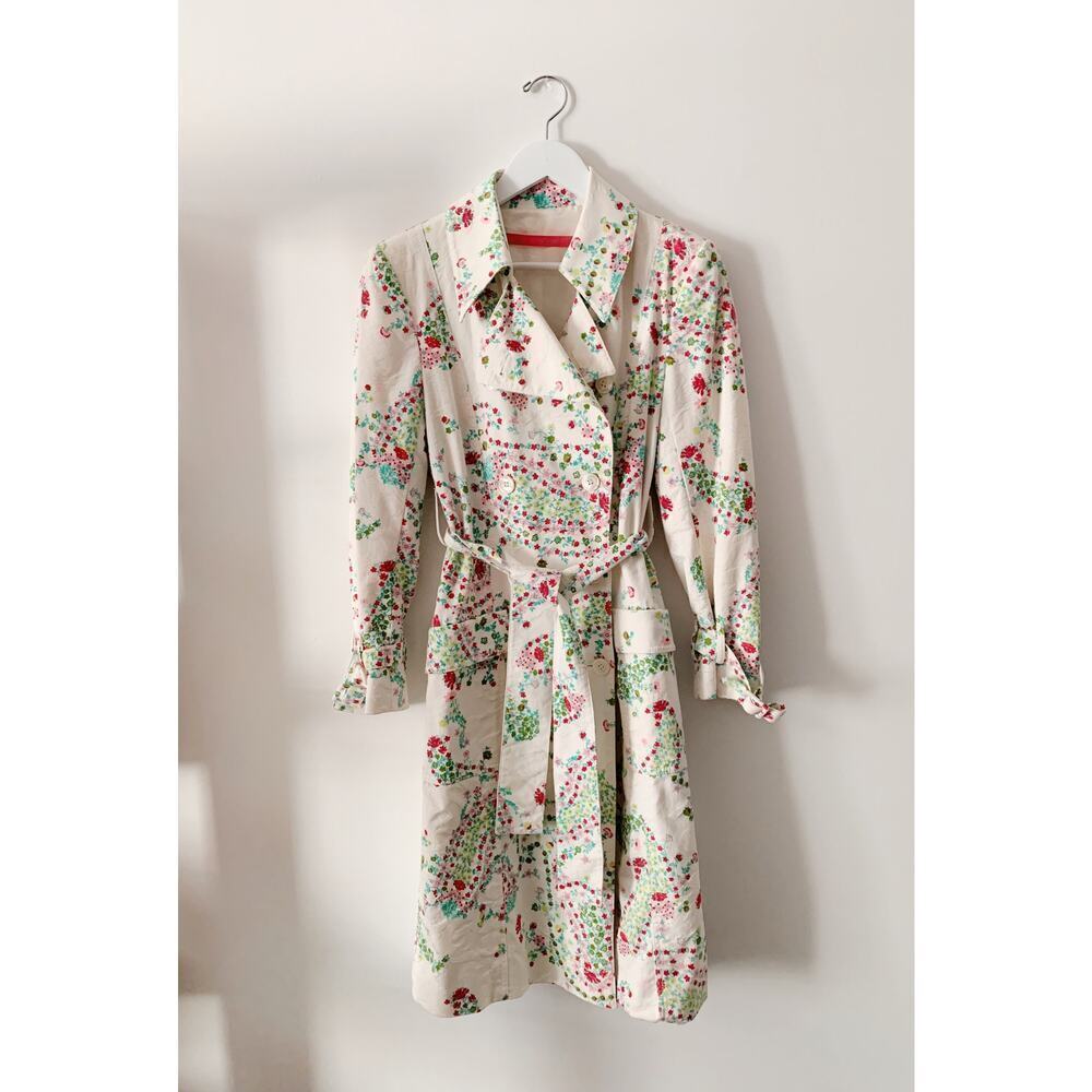 Emanuel Ungaro Floral Trench Coat Size 36